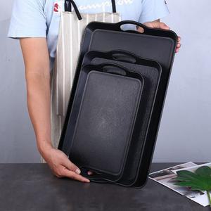 손잡이가있는 플라스틱 음식 보관 테이블 주방 서빙 용품 데스크 접시 나뭇결 트레이 직사각형 트레이 주최자