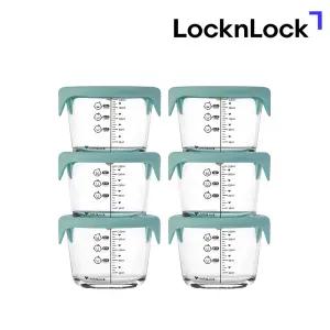 락앤락 리틀럽 디어 이유식용기 원형 실리콘 간편캡 260ml 3P+3P (스카이블루) 유아식기 아기간식 보관용기