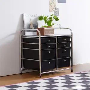 베스트리빙 슬림 미드센츄리 모던 크롬 이동식 더블 서랍 8칸 트롤리