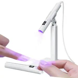 [e세상] 휴대용 LED 충전식 핀큐어 젤 거치대세트1개, 화이트색상 set