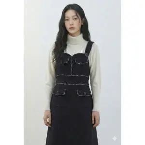 [하프클럽/에고이스트]블랙 배색테이프 장식 뷔스티에 원피스 EN4WO262