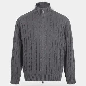 [비르반테](강남점)워셔블 코튼 케이블 투웨이 니트 집업 - 그레이