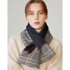 [롯데백화점]닥스 액세서리 [선물포장/쇼핑백동봉][패딩] 여성 블랙 체크 배색 패딩 머플러 DBMU5F958