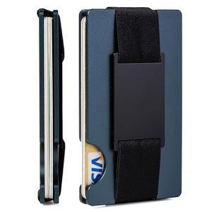 남성용 골리디 미니멀리스트 지갑, 슬림 RFID 차단 내구성 있는 확장 가능한 컴팩트 플레이트, 마텔 신용카드 홀더, 캐시 스트랩/머니 클립(매트 네이비 블루)