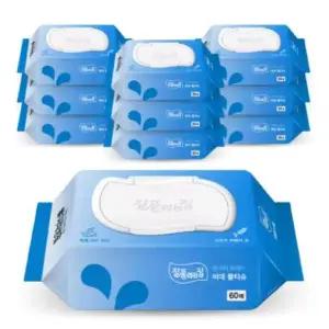 잘풀리는집 비데 물티슈 캡형 60매 x 10팩 아쿠아 프레쉬 /J