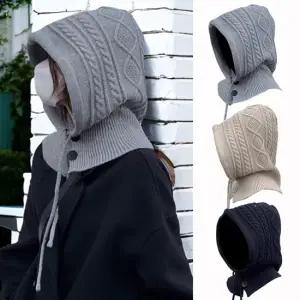 루크론 여성 겨울 바라클라바 니트 후드 모자