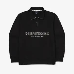 휠라 남여공용 빅로고 면혼방 반집업 맨투맨 FS2POF3106X_BLK