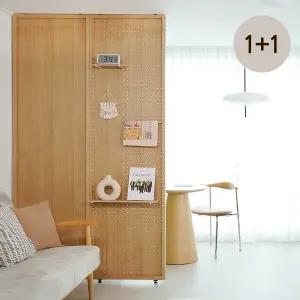 우드톡 1&1 특별가 조합 무타공+타공 가벽파티션 화이트 오크 원룸인테리어 공간분리 우드파티션 셀프인테리어