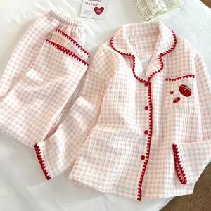 토마토 체크 누빔 잠옷 파자마 빅사이즈 겨울 도톰한 세트