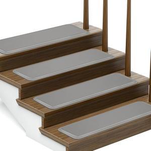 미끄럼 방지 쿠션 계단 트레드 피로 실내 보호대 테이프 프리 컴포트 매트 세척 가능 8인치 x 30인치(12피스, 밝은 회색)