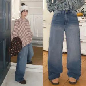 [모코블링] 중청 브러쉬 데님팬츠 #청바지 #데님팬츠 #중청 #하이웨스트 #와이드팬츠