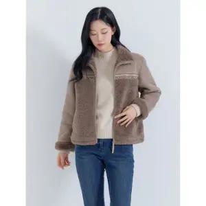 [지센] 여성 스탠카라 자수 페이크 무스탕 LCSFPA25_DB