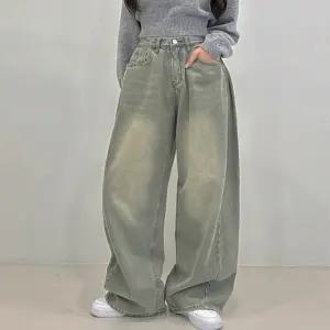 [5color/숏/롱기장] 여자 융기모 사이드 폴딩 핀턱 와이드 데님 팬츠