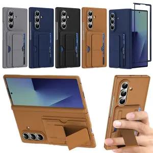 갤럭시 z폴드 7 6 5 전면 풀커버 가죽 카드 수납 지갑 스탠드 힌지 보호 슬림 무광 하드 케이스