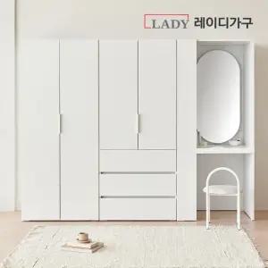 레이디가구 빈트 베이직 수납 시스템 옷장 2400 B세트 (800 이불장 (2단 행거 옷장) +