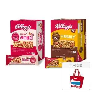 켈로그 에너지바 K 레드베리 420g(35g, 12입), 1개 + 단백질바 K 450g(50g, 9입), 1개 +증정(리유저블백 빨강 ,1개 )