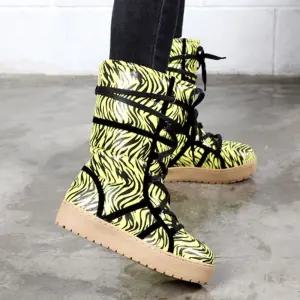유니크 지브라 패딩부츠 방한부츠 털안감 겨울부츠