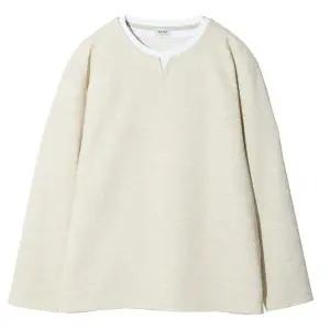 [하프클럽/에스티코]레이어드 슬릿넥 긴팔 티셔츠_베이지 (세미오버핏) STSWA