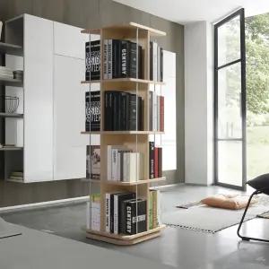 VONI 4단 자작원목 인테리어 회전책장