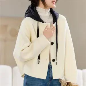 솔저스여성 추동 캐주얼 후드 모직 슬림 가오리핏 숏 카디건 도톰 OPH4