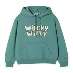 와키윌리 wackywilly 기모 타이포 그래픽 후드 그린