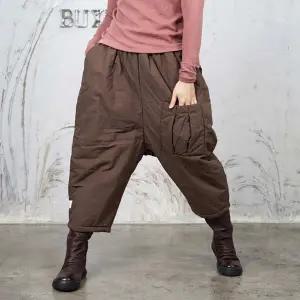 [벅시루]여성 캥거루포켓 8부 밴딩 솜패딩 배기