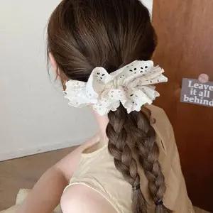 청순 스크런치 빅사이즈 곱창 펀칭 러블리 레이스 곱창밴드 헤어머리끈 스크런치