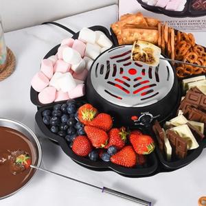 전기 마시멜로 로스터 가열 그릇 영화 야간 용품 2 인 1 스모어 메이커 플레임리스 4 분리형 포크