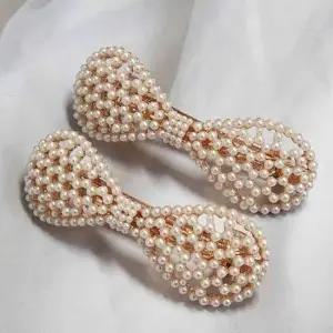 진주 둥근리본 자동핀 예쁜헤어핀 진주핀 반머리핀