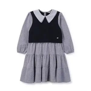 [대구백화점] [레노마키즈]초등 여아 다이마루 믹스 셔링 원피스(R2411O614)