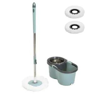 자동탈수 물걸레 청소기 세척 탈수통+밀대봉+극세사걸레 2장+스텐통 탈수통 P277