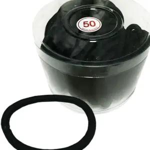 R86 매듭없는 통통검정고무줄 50P 코사지 헤어밴드 고