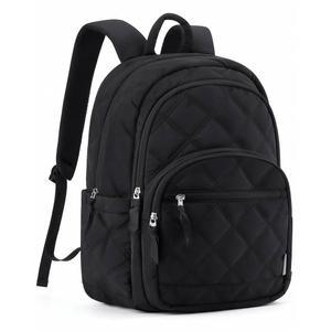 백스마트 여행용 노트북 백팩, 여성용 대학 퀼트 소형 컴퓨터 책가방, 방수 15.6인치 캐주얼 가방, 블랙