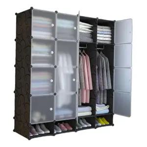 플라스틱옷장 키큰 긴옷장 침실 간이옷장 투명 도어 자취방 조립식 선반 수납장 가정용