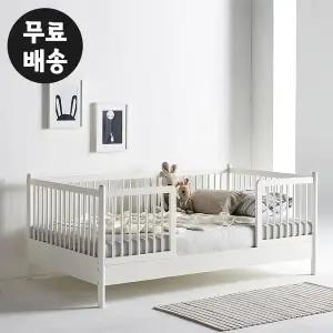 [벤티스가구]일라 원목 침대프레임 데이베드 아동 어린이 침대 가드 고무나무 범퍼(슈퍼싱글/화이트)