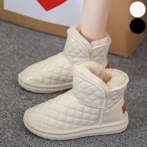여성 빵빵한 털 안감 유광 마름모 패딩부츠 방한