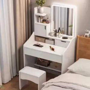 조립식화장대 원룸 거울 심플 공주 조명 수납 틈새