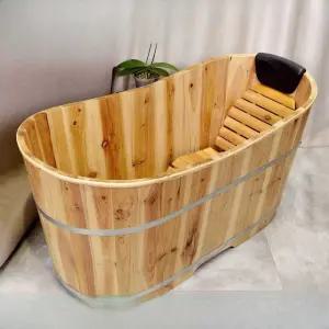 히노끼 욕조 이동식 자쿠지 용 펜션 목욕통 성인용 훈증