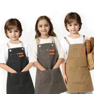 어린이 미술 요리 활동용 캔버스 소재 앞치마 유치원 초등학생 체험 학습 착용