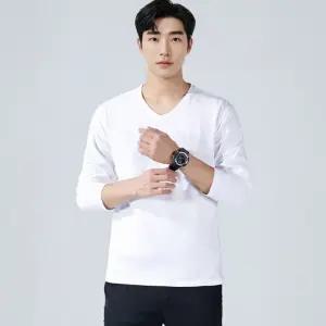 남자 봄 가을 무지 기본 긴팔티 레이어드 V넥 면 긴팔 티셔츠 쭉티 봄티셔츠 남자 레이어드티 면티셔츠