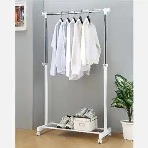 KT 이동식 1단행거(고급형화이트)옷가게 드레스룸 옷방 다용도 원룸 자취정리 자취 가정용