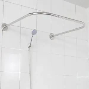 욕실 코너 곡선 샤워커튼봉 100cm 실버