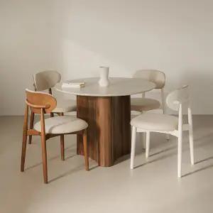 [레트로하우스] 렌 세라믹 원형 4인 식탁세트 1100 (의자4)