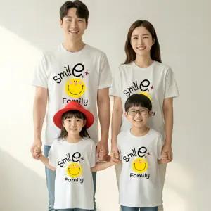 핸드아트 가족티/호칭/교회/단체티/패밀리룩/돌사진촬영 스마일패밀리 반팔