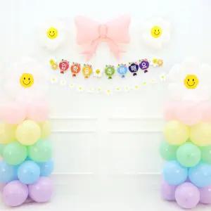 입학 가랜드 풍선 기둥 스탠드 세트 (데이지 꽃다발/화이트) 축하 파티 장식