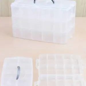 휴대용 3단 멀티박스 중형 휴대용정리함 소품보관통 다용도수납케이스 큐빅보관함 칸막이악세사리정리함