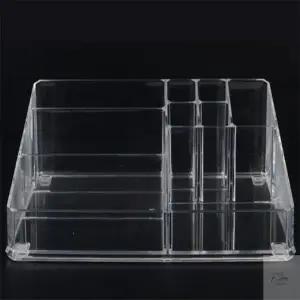 ( )9칸 투명 화장품 정리함 메이크업정리 투명수납함 계단형진열대 화장대정리대 화장품정리대