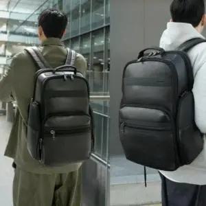 (색상 블랙)데일리 소가죽 직장인 대학생 레더 백팩 방수 가방