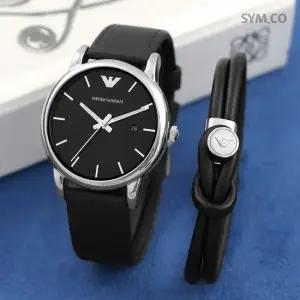 알마니 AR80059 독수리 엠블럼 블랙 아날로그 빈티지 남자 가죽 시계 d