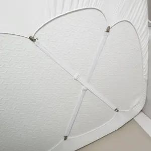 고신축 스판 침대 시트 고정 밴드 패드 집게 4P 침대보 매트리스 토퍼 스트랩 이불 커버 고무줄 매트 벨트